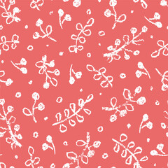 Vector seamless pattern with hand drawn elements, chalk texture. Cute design for Christmas wrappings, textile and backgrounds.