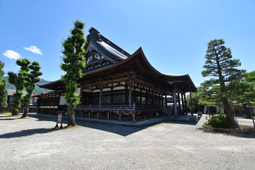 Fototapeta premium 飛騨古川の三寺参りのお寺の1つで飛騨最大の木造建築物の本光寺の本堂