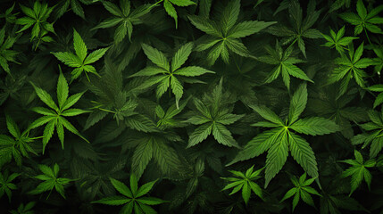 Naklejka na ściany i meble marijuana leaves border , green copy space. ai generative