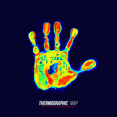 Heat map. Abstract infrared thermographic hand. Vector illustration.