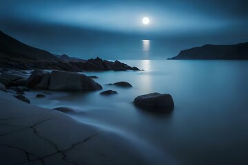 Fototapeta na wymiar moon light on the sea
