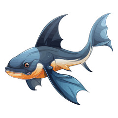 Naklejka premium Coastal Charmer: 2D Illustration Showcasing the Enchanting Fish Flying Fox