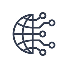 Logo red global. Símbolo de internet. Icono con globo terráqueo lineal con conexiones de red  © teracreonte