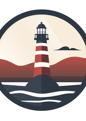 lighthouse on the island vector illustration