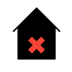 Fototapeta premium house icon with x or cross, cancel but house icon