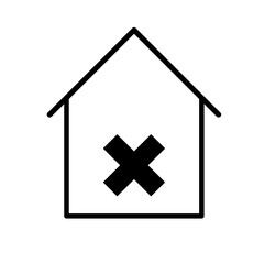 house icon with x or cross, cancel but house icon