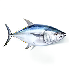 Tuna fish on white background. 3D illustration digital art design, generative AI