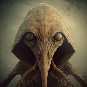 Vintage Sci-fi Shade Creature With Hood And Large Ears