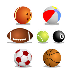 Obraz premium Sports Balls set. Sports balls on white background. Vector illustration.