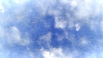 Blue sky with white clouds background pencil graphic drawing 3d illustration