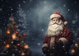 santa claus with Christmas tree