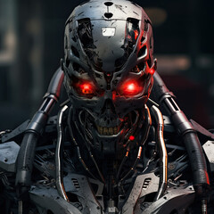 Fototapeta premium futuristic killer robot cyborg mecha - by generative ai