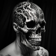 demonic skull horror halloween evil skeleton necromancer lich - by generative ai