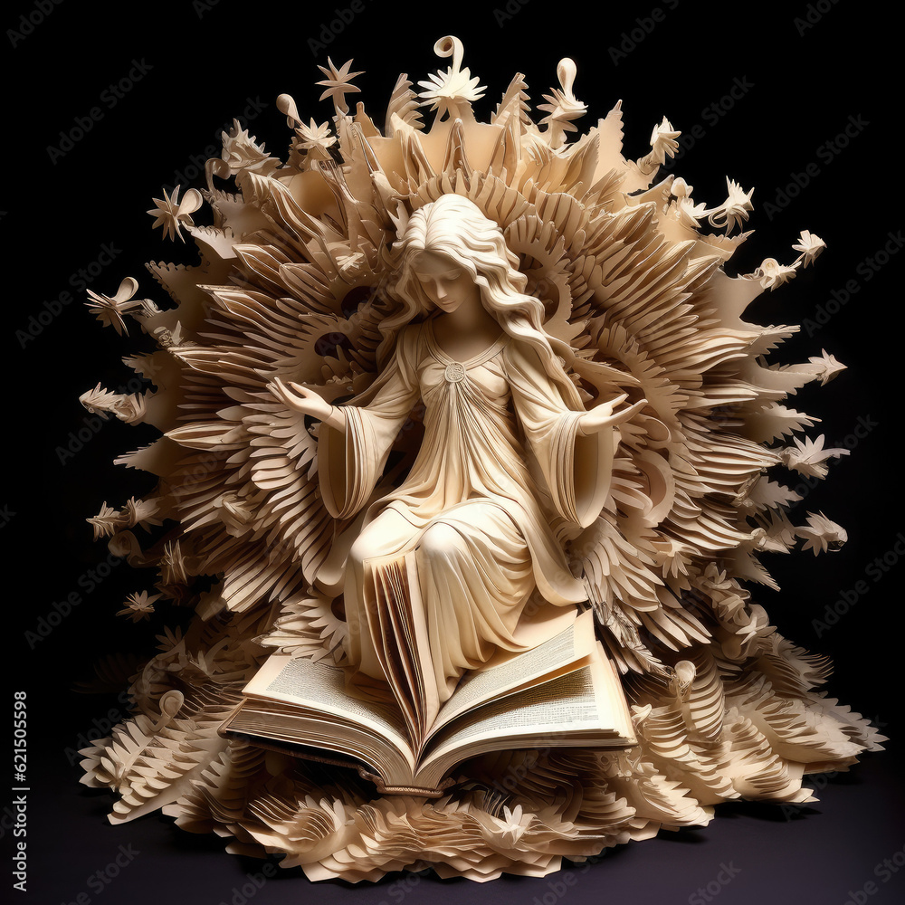Wall mural statue of mary and holy bible faith Christianity  - by generative ai - Wall murals