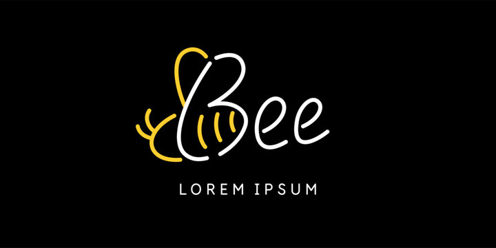 Modern linear emblem for beekeepers. The stickers on the products of the apiary. Stylish vector label for bee honey.