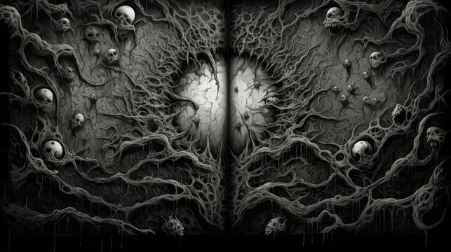 background alien horrific organic door grim dark fantasy - by generative ai