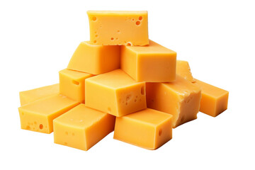 Sliced cheddar cheese. isolated object, transparent background