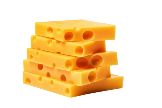 Sliced cheddar cheese. transparent background