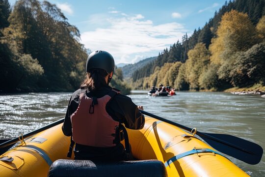 Adult paddling viewed brom behind