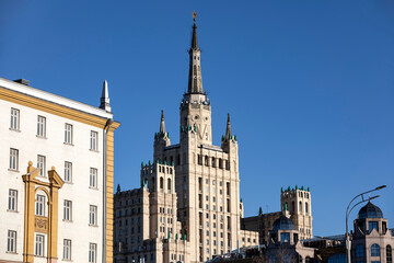Fototapeta na wymiar High-rise complex on Kotelnicheskaya embankment