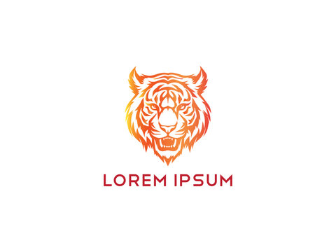 Tiger logo, simple and colorful illustration, transparent background, Premium Photo, Tiger Logo Stock Illustrations, Cool tiger logo vector illustration,