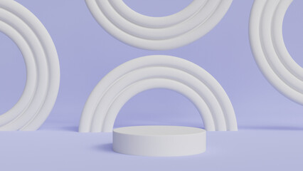 Obraz premium 3d product display podium scene with the geometric platform. 3d cylinder stand podium. Commercial background. Geometric forms in modern minimal design. 3d rendering.