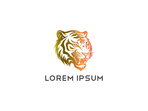 Tiger logo, simple and colorful illustration, transparent background, Premium Photo, Tiger Logo Stock Illustrations, Cool tiger logo vector illustration,