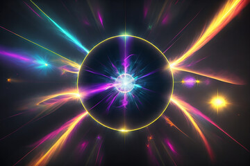Obraz premium surround neon flares Circle By Generative AI technology