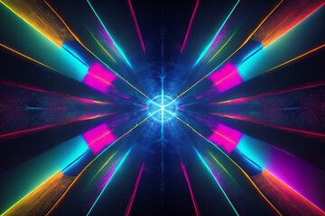 surround neon flares polygon By Generative AI technology