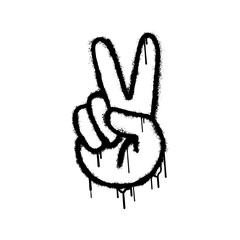 peace sign hand with graffiti art