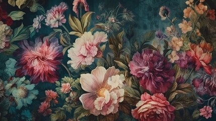 Illustration of flowers background. Generative AI