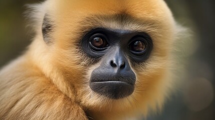 Fototapeta premium Portrait of a lar gibbon. Generative AI