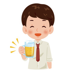 ビールを片手に笑顔の男性