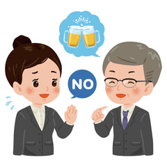 上司からの飲み会の誘いを断る若い女性