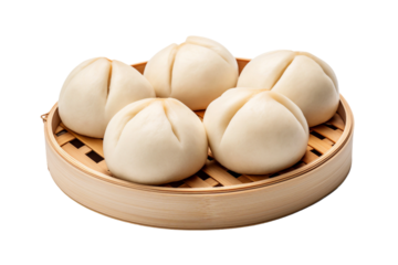 Steamed bao buns. isolated object, transparent background
