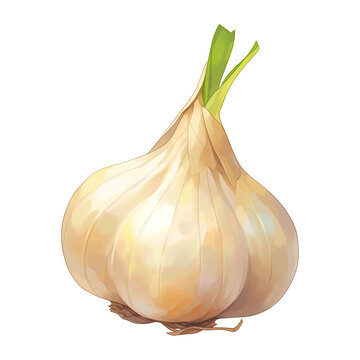 Watercolor garlic. Vegetable clipart illustration. Generative AI