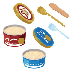 蓋が開いたカップアイスクリーム