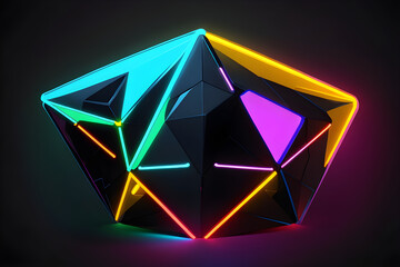 Neon light stone By Generative AI technology