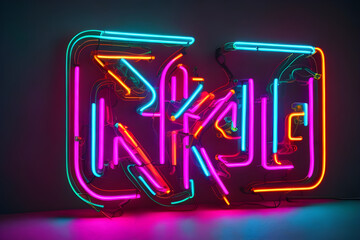 Neon light strange letters By Generative AI technology