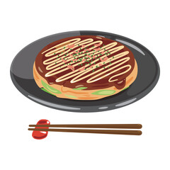 皿に盛られたお好み焼き