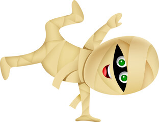 Scary mummy. Funny Halloween cartoon character design. Illustration.