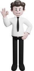 Illustration of a three-dimensional cartoon character. Various gestures. Businessman 3d render.
