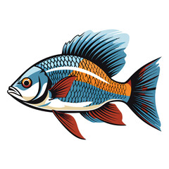 Majestic German Blue Ram Fish: 2D Illustration