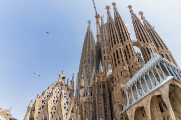 Facade of the Sagrada Familia, in the city of Barcelona, Catalonia, Spain - obrazy, fototapety, plakaty