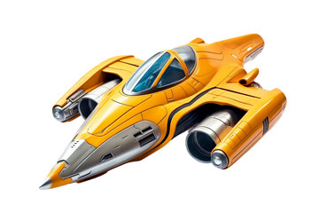 Naklejka premium Toy spaceship. isolated object, transparent background