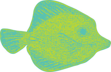 Teal and Green Tropical Fish Graphic Element