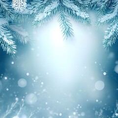 Fototapeta na wymiar Winter background with fir branches and snowflakes