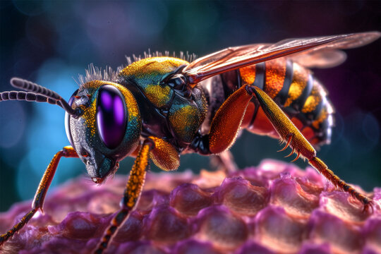 photos of insects a digger wasp in vibrant. 