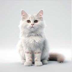 Cute furry cat isolated on a white background