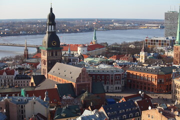 Panoramic view on Riga old town, Latvia